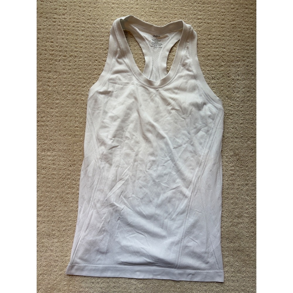 Quince Tank Top Size S White Seamless Racerback Sporty Minimalist Gorpcore